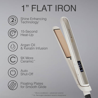 Remington Shine Therapy 1 Inch Hair Straightener, Argan Oil & Keratin