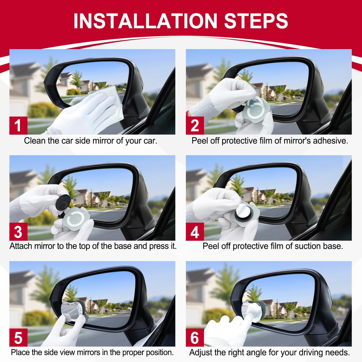 LivTee Blind Spot Mirror, 2" Round HD Glass Frameless Convex Rear View Mirrors Exterior Accessories with Wide Angle Adjustable Stick for Car SUV and Trucks, Pack of 2