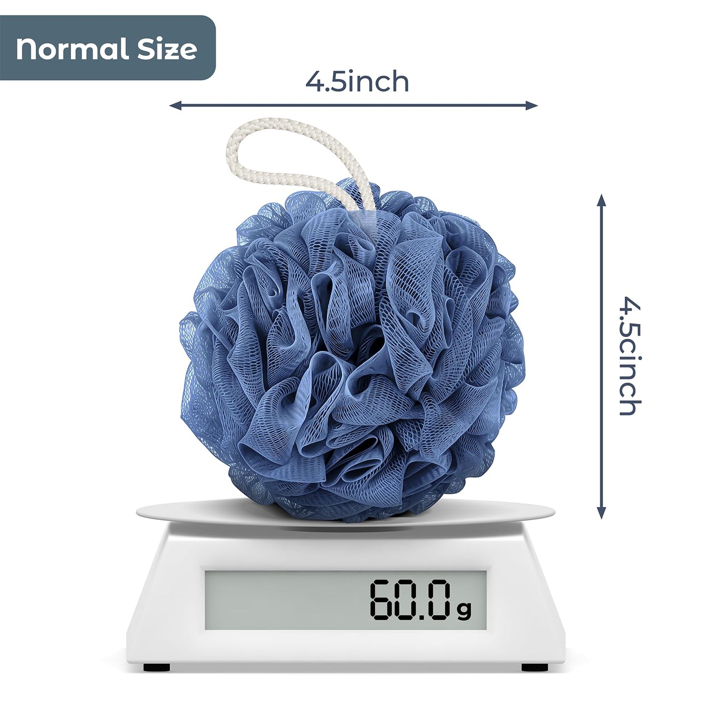 Rnoafmu Shower Loofah Bath Sponge, 60G Exfoliating Body Scrubber 4 Pack