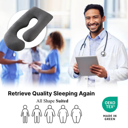 ALLOPERA Pregnancy Pillow, Full Body Maternity Pillow 57 inch, with Removable Washable Cover - Sleep Support for Legs, Back, Neck, Shoulder, HIPS, Belly, Velvet Cover-Grey-Dark Blue