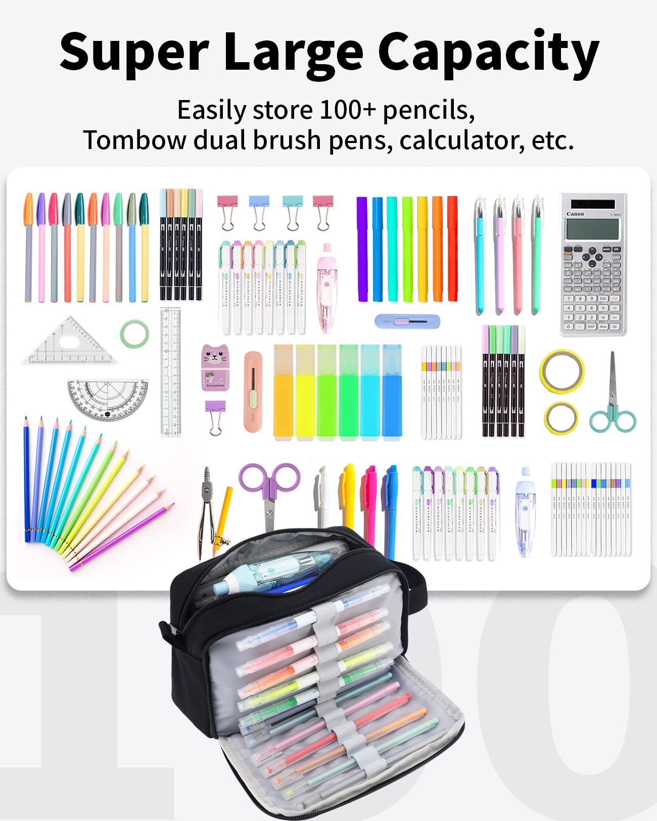 Sooez Original High Capacity Pencil Case, Big Pencil Bag Pouch Organizer