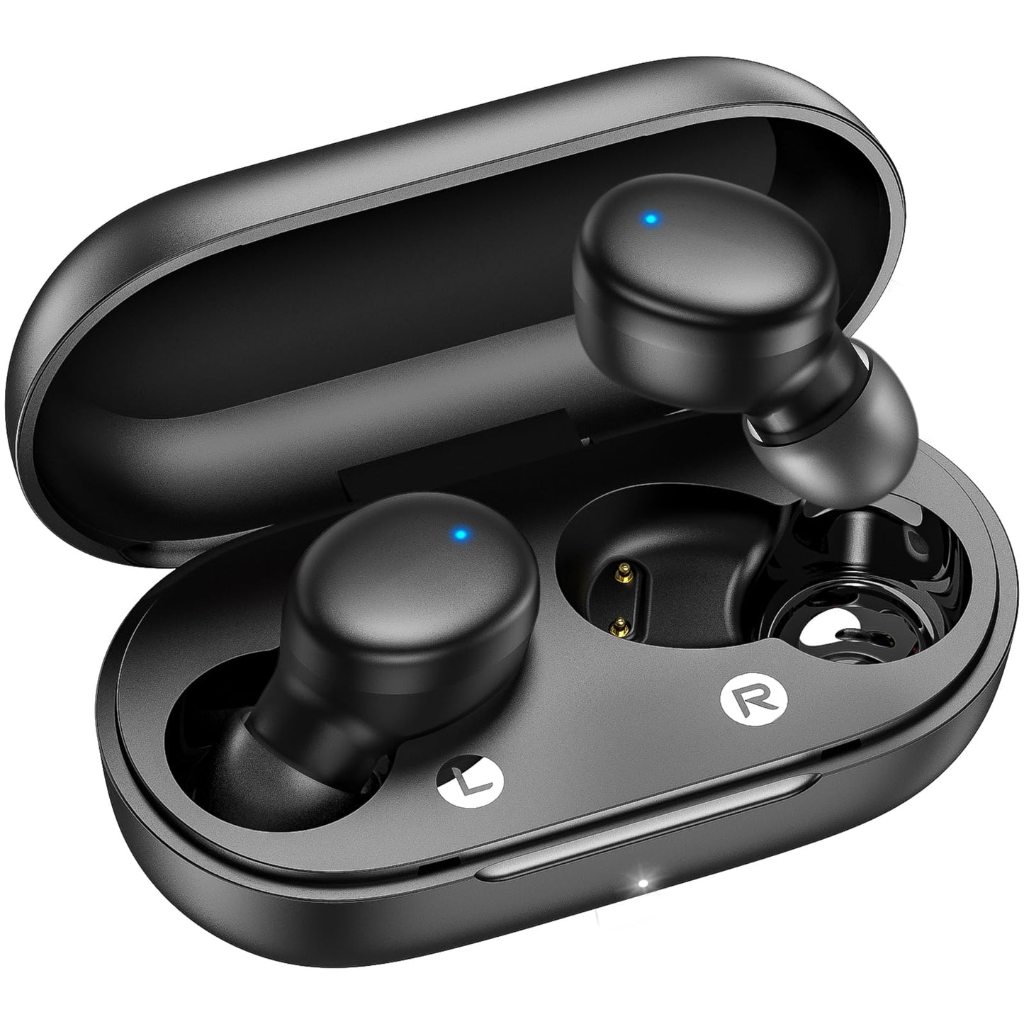 kurdene Wireless Earbuds Bluetooth 5.3 in Ear Buds Light Weight Headphones,Deep Bass Sound,Built in Mics Headset,Clear Calls Earphones for Sports Workout Glossy Black
