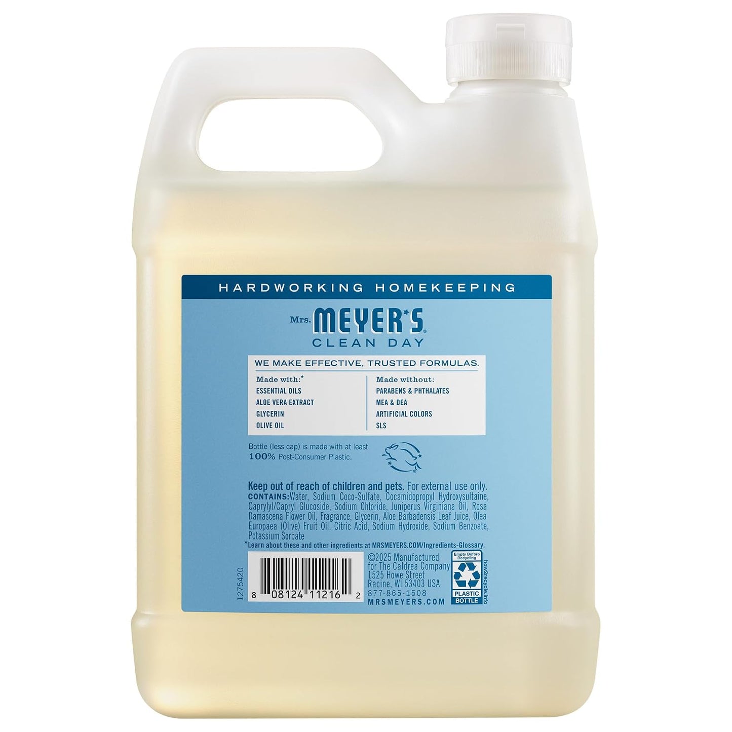 Mrs. Meyer's Clean Day, Hand Soap Refill, Lemon Verbena Scent, 33 Fl Oz