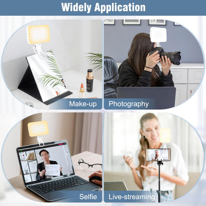 ALTSON 60 LED Portable Selfie Light Video Conference Lighting with Clip & Camera Tripod Adapter Rechargeable 2200mAh CRI 97+, 3 Light Modes for Phone iPhone Webcam Laptop Photo Makeup