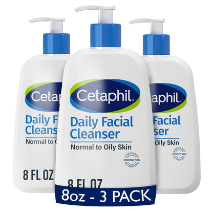 Cetaphil Daily Facial Cleanser, Oily & Combination Skin, 8oz, 3ct