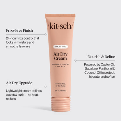 Kitsch Smoothing Air Dry Cream – With Castor Oil & Coconut Oil - 5.3 oz