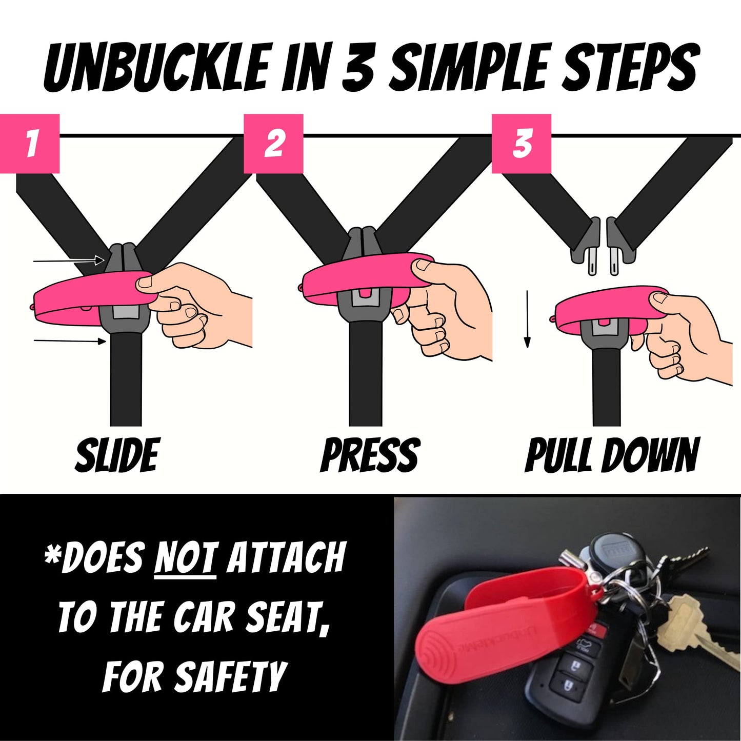 UnbuckleMe Car Seat Buckle Release Tool - Easy Opener Aid for Arthritis, Long Nails, Older Kids - Button Pusher for Infant, Toddler, Convertible 5 pt Harness car Seats - As Seen on Shark Tank (Aqua)