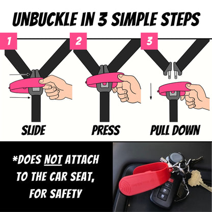 UnbuckleMe Car Seat Buckle Release Tool - Easy Opener Aid for Arthritis, Long Nails, Older Kids - Button Pusher for Infant, Toddler, Convertible 5 pt Harness car Seats - As Seen on Shark Tank (Aqua)