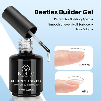 Beetles 2 Pcs 15ml No Wipe Gel Top Coat and Base Coat Set