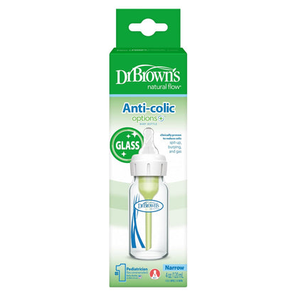 Dr. Brown's Anti-Colic Options+ Narrow Glass Baby Bottle, 8 oz, 1-Pack