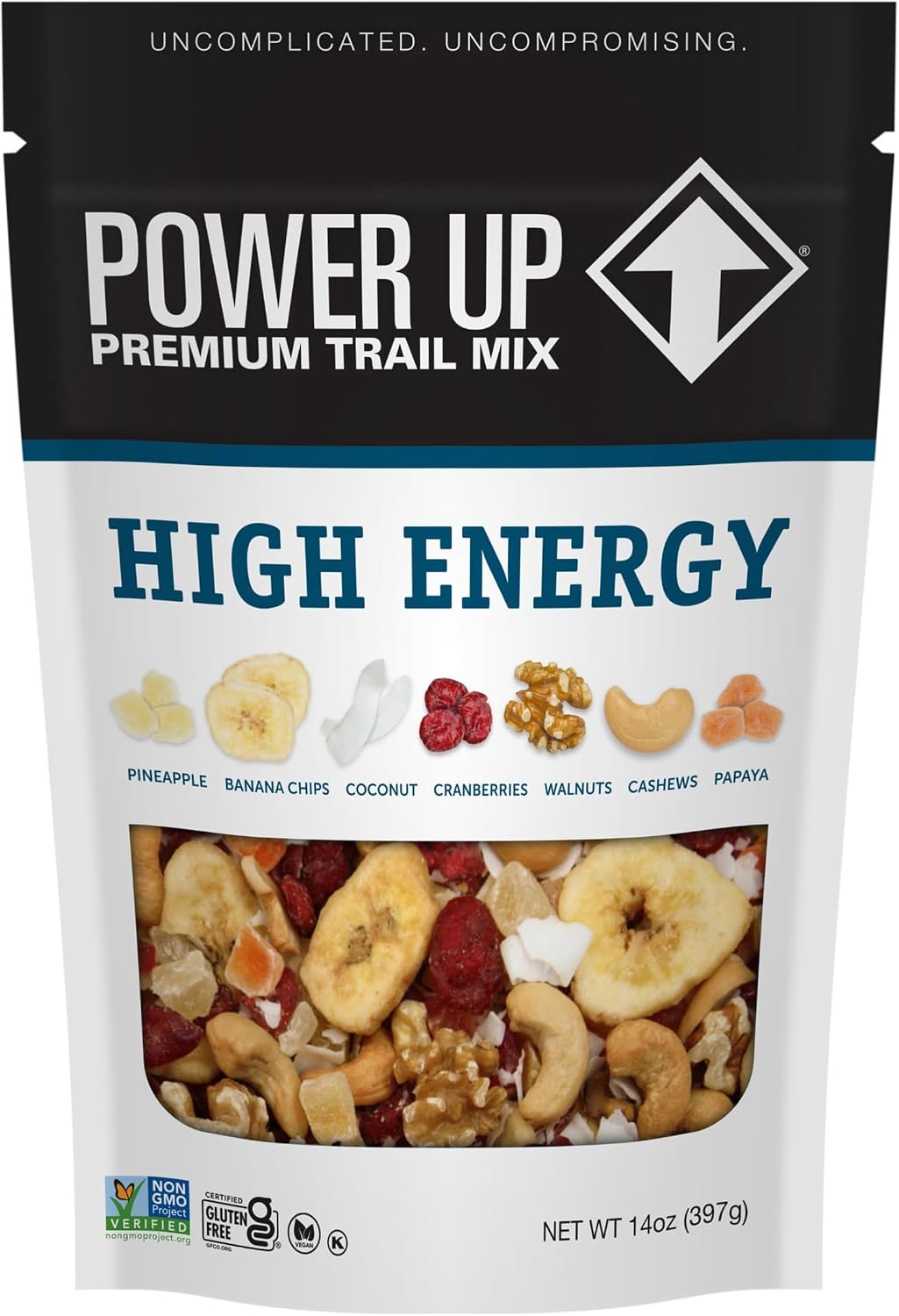 Power Up Trail Mix, Mega Omega Trail Mix, Non-GMO, Vegan, Gluten Free, No Artificial Ingredients, Gourmet Nut, 14 Ounce Bag