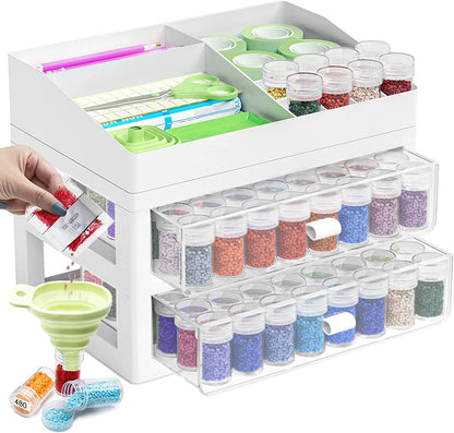 ARTDOT 60 Slots Storage Container for Diamond Art Kits for Adults, Portable Bead Storage Boxes for Diamond Painting Accessories and Tools