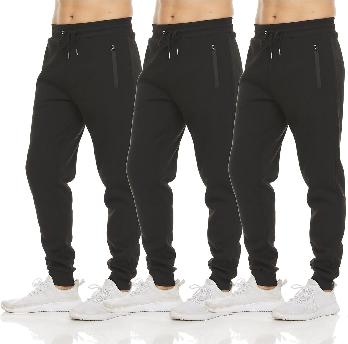 PURE CHAMP Sweatpants for Men 3 Pack Fleece Athletic Workout Joggers Mens Sweatpants with Zipper Pockets Size S-3XL