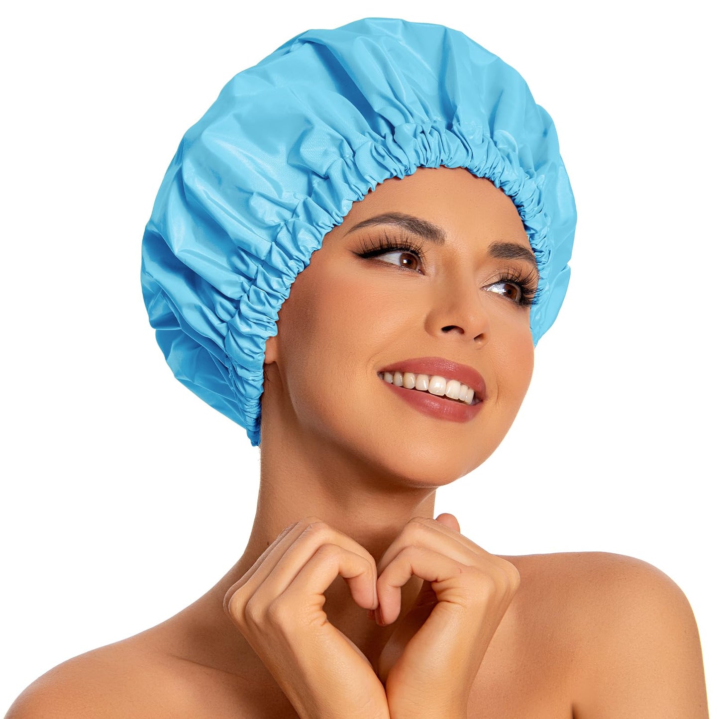 Edoneery Shower Caps for Women Reusable Waterproof, Shower Hair Cap
