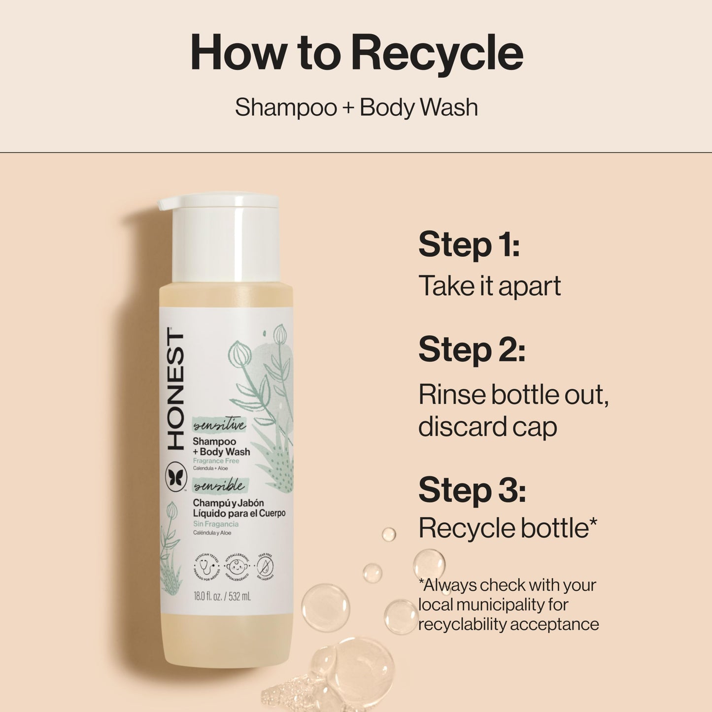The Honest Company Shampoo & Body Wash, Tear-Free, Fragrance-Free, 10 fl oz