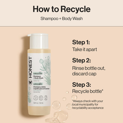 The Honest Company Shampoo & Body Wash, Tear-Free, Fragrance-Free, 10 fl oz