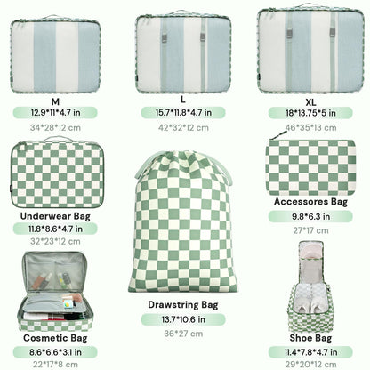 BAGAIL 8 Set Packing Cubes Luggage Packing Organizers for Travel Accessories-Cream