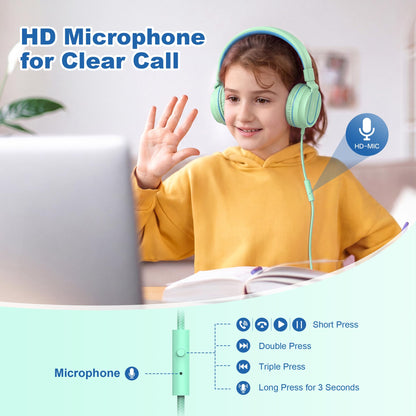 AILIHEN I35 Kids Headphones for School with Mic, 93dB Safe Volume, Orange