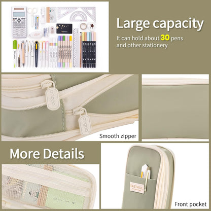 EASTHILL Big Capacity Pencil Case Large Pencil Pouch Stationery Pen Bag for Teen Girls-Green