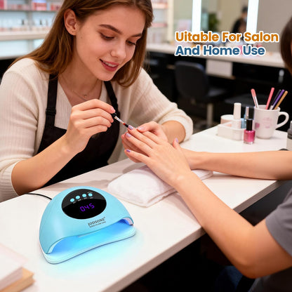 JODSONE U V LED Nail Lamp with Base Coat Top Coat Set, Nail Dryer for Gel Polish for Nails with Automatic Sensor & 4 Timers