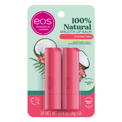 eos 100% Natural Lip Balm - Strawberry Sorbet and Pomegranate Raspberry, All-Day Moisture, Lip Care Products, 0.14 oz, 2-Pack