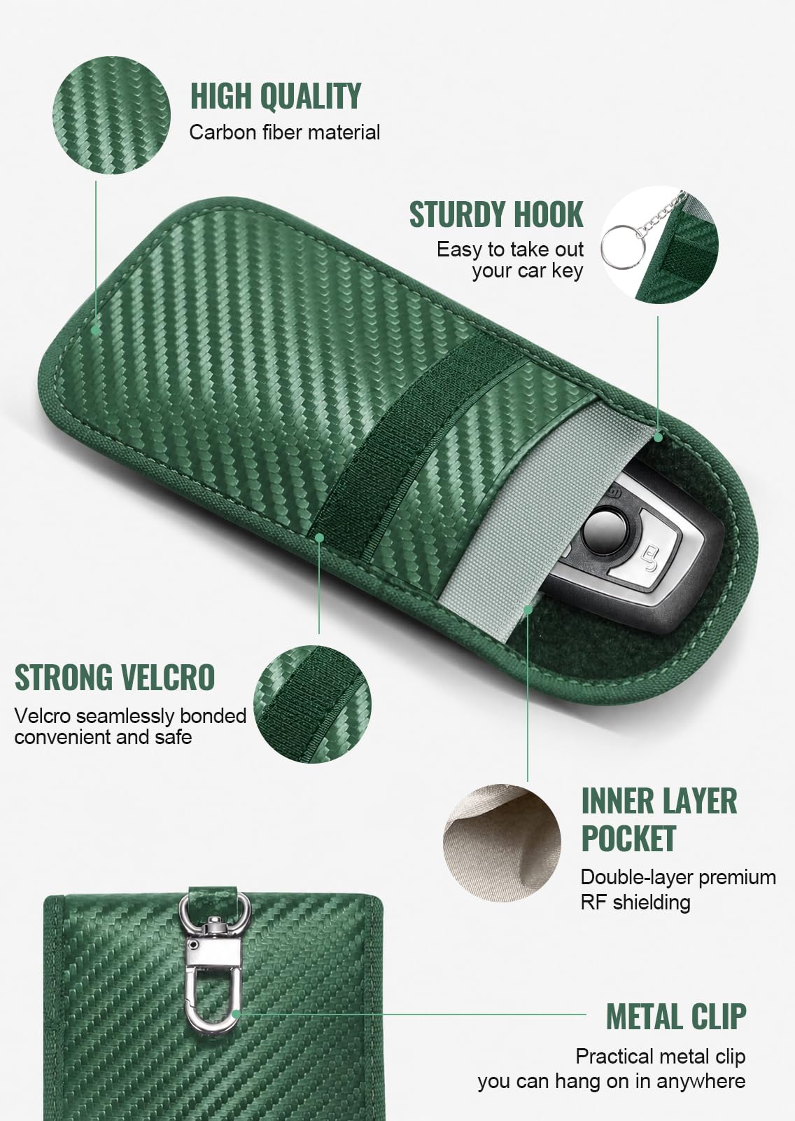 Faraday Pouch for Car Keys, Faraday Bag, Car RFID Signal Blocking Holder, Key Fob Protector, Key fob cage Block Signal Anti-Theft Fob Case Red,M
