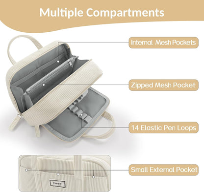 Sooez Large Pencil Case Pouch, Extra Big Pencil Bag with 5 Compartments