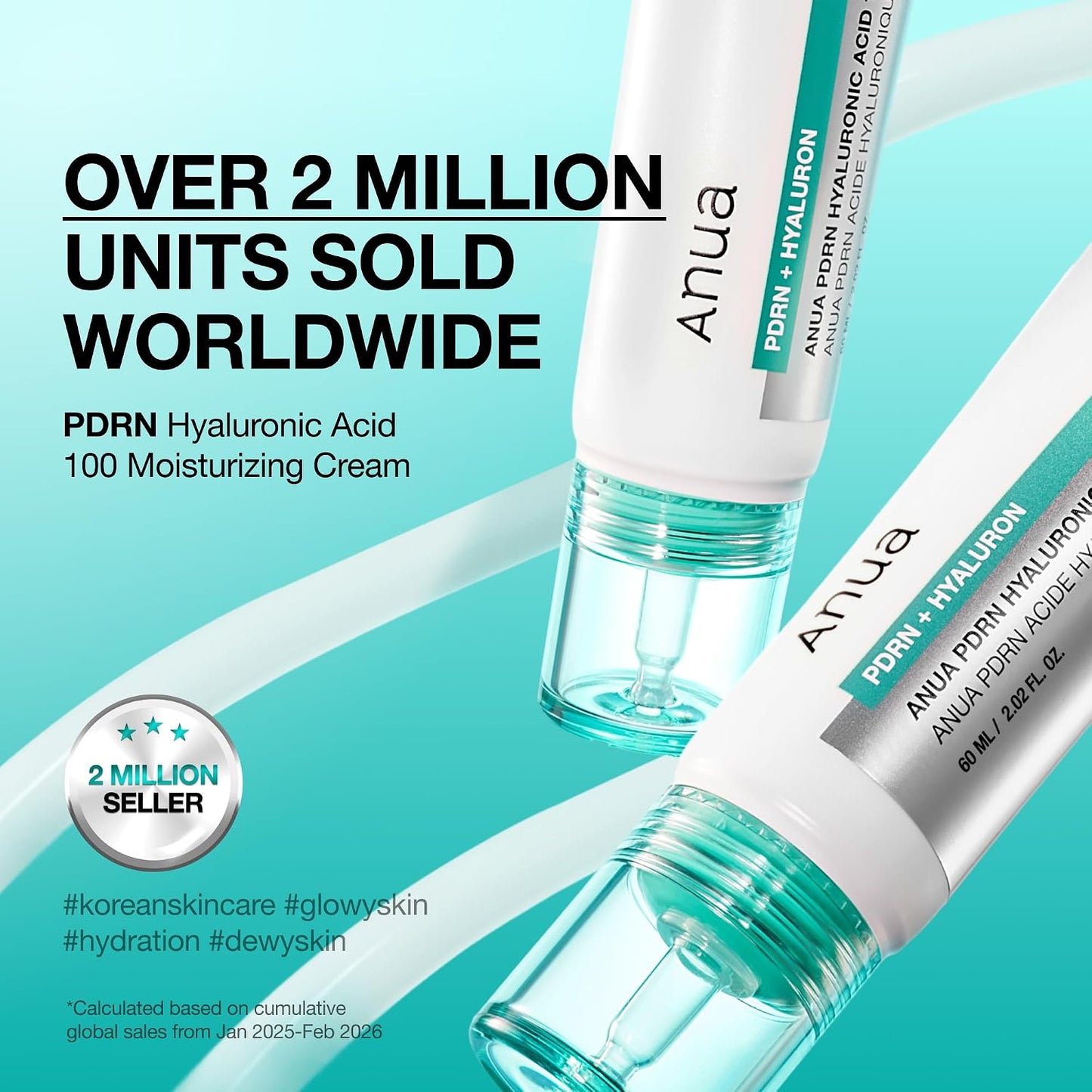 Anua PDRN Hyaluronic Acid 100 Moisturizing Cream, 2.02 fl oz | Lightweight, Non-Greasy Hydrating Face Moisturizer with Salmon DNA for Glass Skin, Korean Skincare