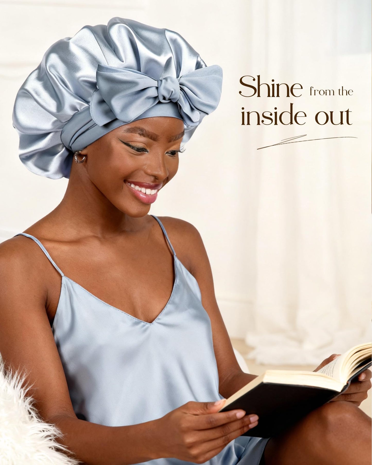 YANIBEST Adjustable Silk Bonnet for Sleeping Women Double Layer Satin Bonnet Reduce Friction Prevent Frizz Curly Hair