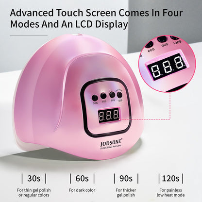 JODSONE U V LED Nail Lamp with Base Coat Top Coat Set, Nail Dryer for Gel Polish for Nails with Automatic Sensor & 4 Timers