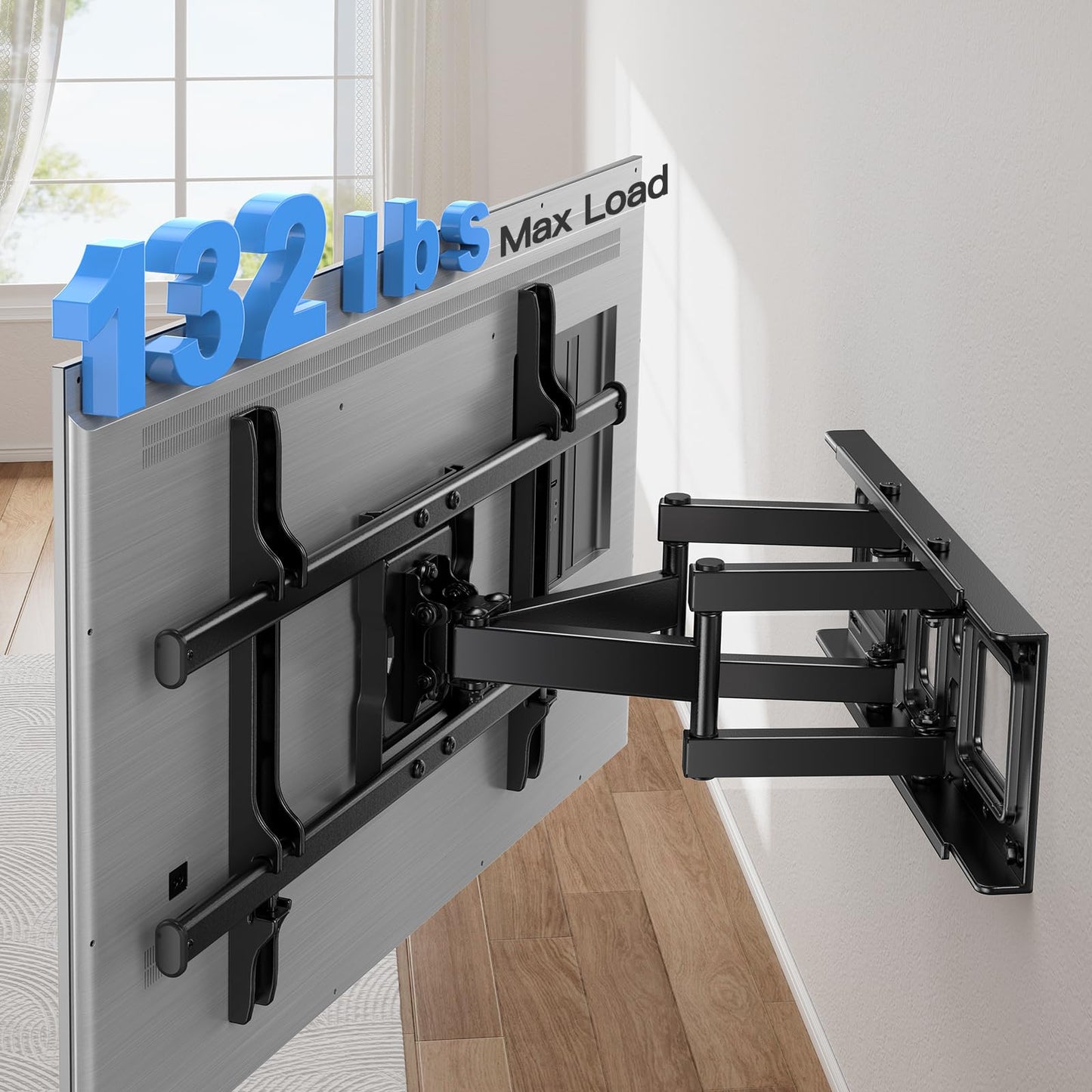 Pipishell Full Motion TV Wall Mount for Echo Show 21/15 and 13-43 Inch Flat Curved Screen TVs & Monitors, Max VESA 200x200mm up to 44lbs, TV Mount Wall Bracket with Rotation Swivel Tilt Extension
