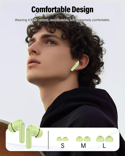 Wireless Earbuds, Bluetooth 5.4 Headphones Bass Stereo/Clear Calls, Black