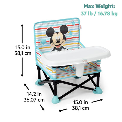 Bright Starts Pop 'N Sit Portable Booster, Indoor/Outdoor Use, Floor Seat with Feeding Tray, Teal, 6 Mos - 3 Yrs
