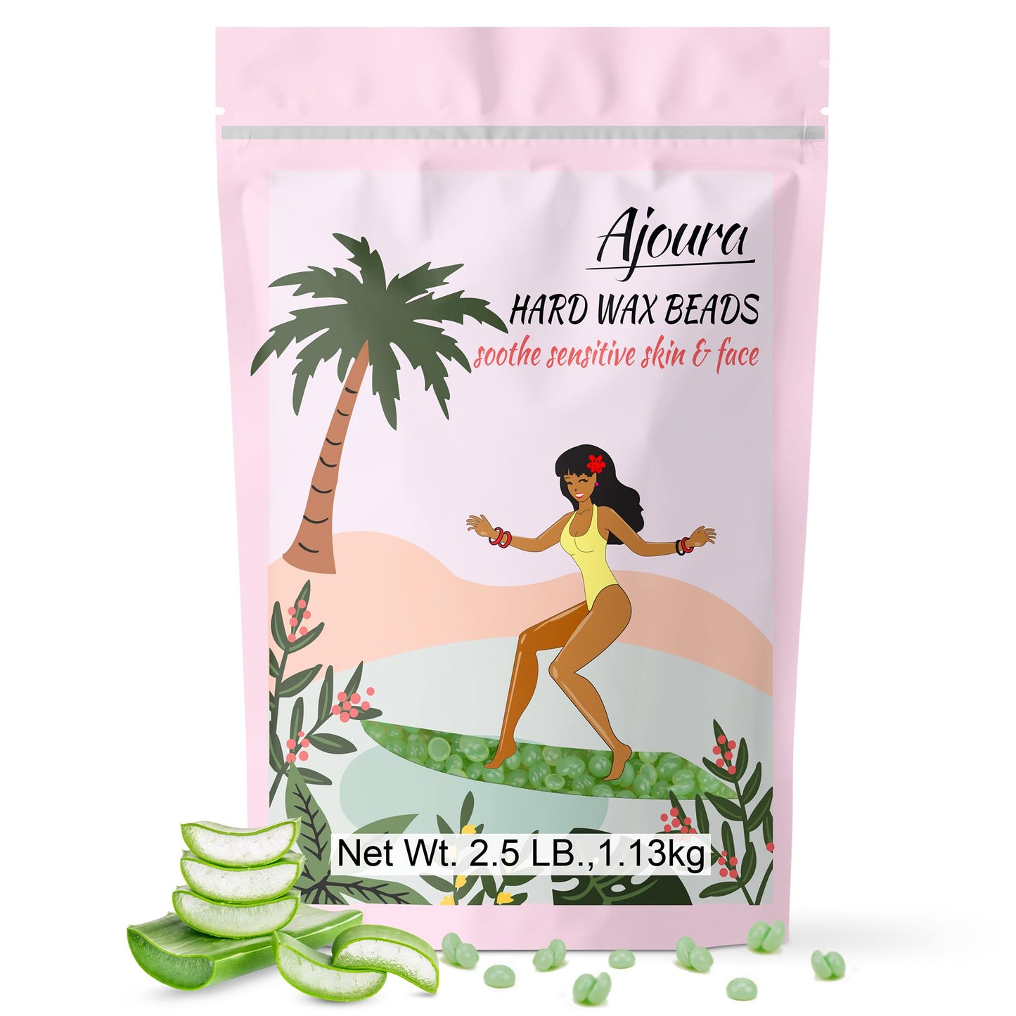 Ajoura 1 lb Hard Wax Beads for Hair Removal, Chamomile Wax Beans, Blue