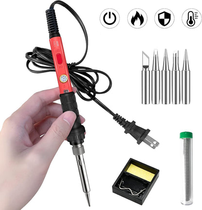 Soldering Iron, 60W 110V Adjustable Temperature Soldering Iron Pen, Portable Welding Tool, Fast Heating, for Electronic Repair, Jewelry, DIY