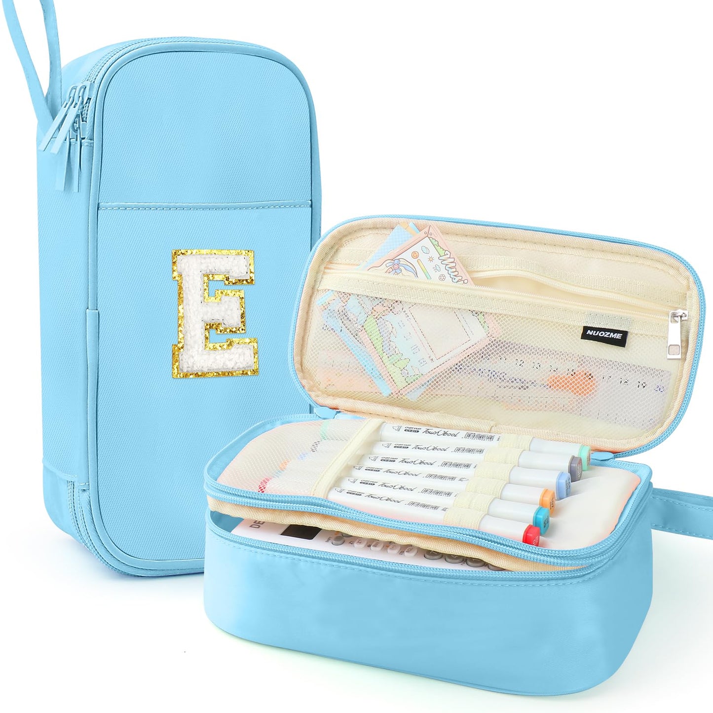 Cute Large Pencil Case Pouch,Personalized Initial Pencil Bag for Girls Boy