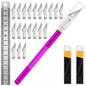 DIYSELF Exacto Knife Set with 10 Extra #11 Blades, 6-Inch Metal Ruler, Pink