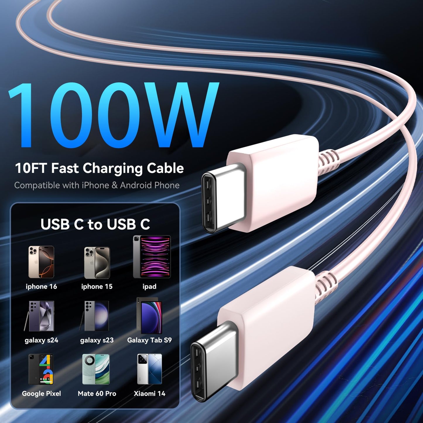Phone 17 16 Pro Max Charger Fast Charging, 45W Super Fast USB C Charger Block with 10FT Long Charging Cord Cable for 17 16 Pro Max/17 16/16 Plus,15 Pro Max/15 Pro/15, Android Phone-Black