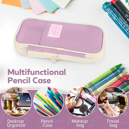 PUPTILY Pencil Case, Large Capacity Aesthetic Pencil Cases with Durable Zipper, Big Stationery Pencil Pouch for Women & Men, Adults Portable Storage Organizer Bag for College, Office, Travel (Green)