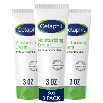 Cetaphil Moisturizing Cream Sensitive Skin, Fragrance Free, 3oz, 3ct