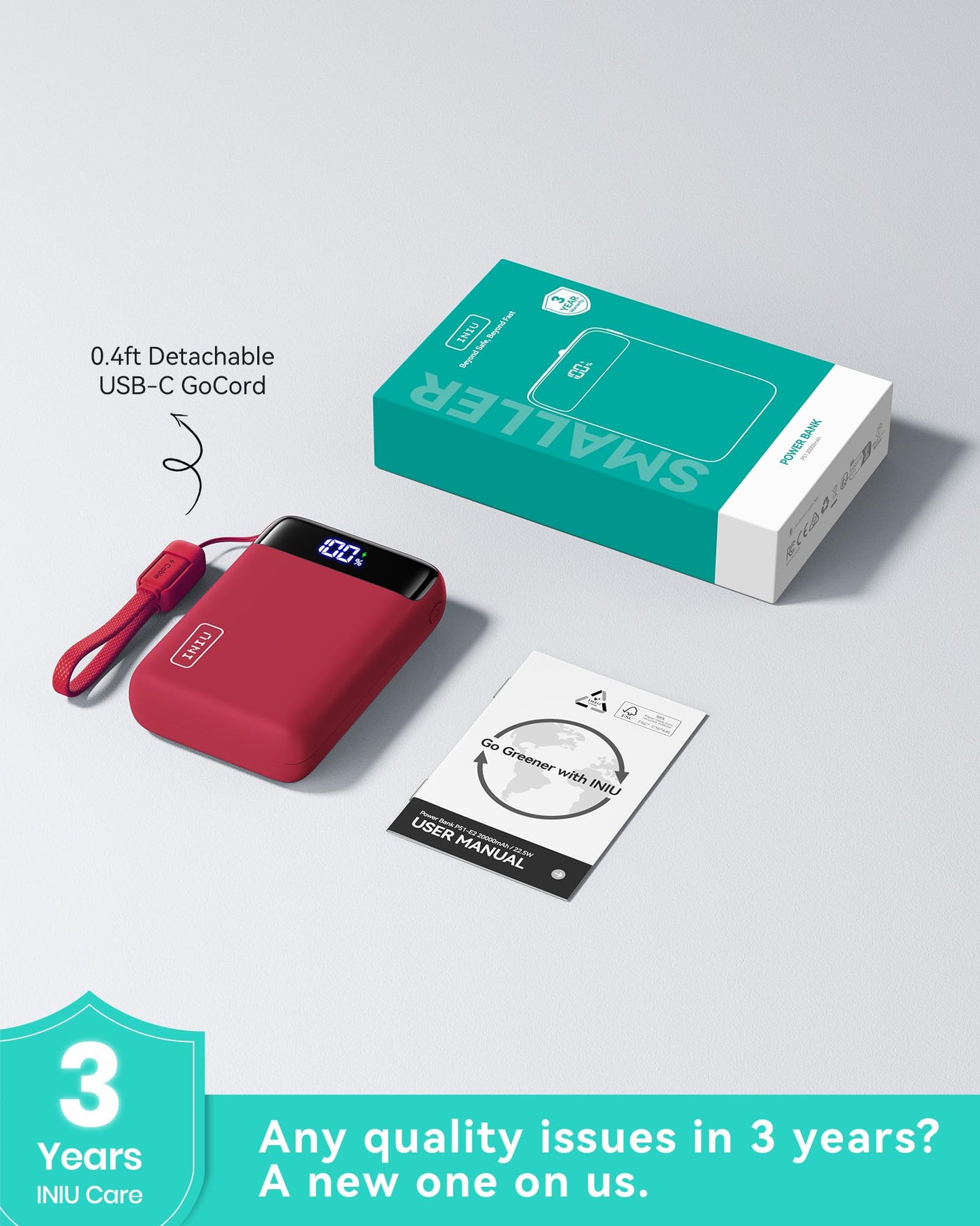 INIU Portable Charger, Smallest 20000mAh 22.5W Fast Charging Power Bank