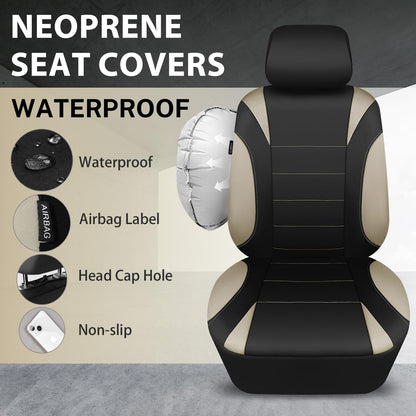 CAR PASS Waterproof Car Seat Covers Front Seats Only with 5mm Composite EVA, Neoprene Car Seat Cover with Separate Headrest Cover, Quick Setup Universal Fit for Car SUV Trucks,Airbag Compatible（Gray