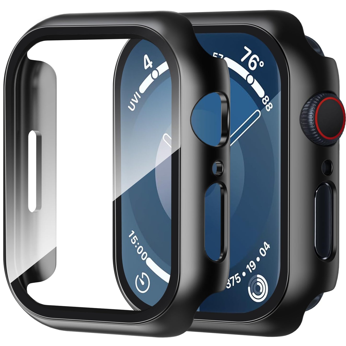 Smiling 2 Pack Case Compatible with Apple Watch SE 3 (2025)/ SE 2/ SE/Series 6/5/4 40mm with Tempered Glass Screen Protector, Hard PC Case Overall Protective Cover- 1 Blue+ 1 Transparent