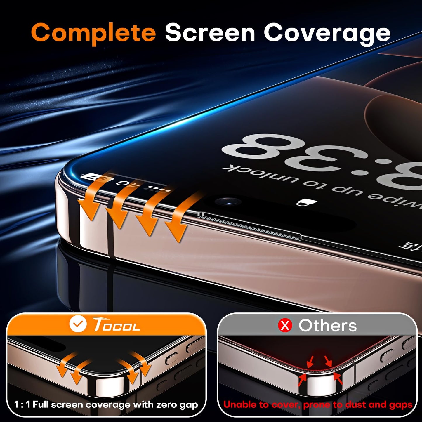 TOCOL for iPhone 17 Pro Max Screen Protector, Clear
