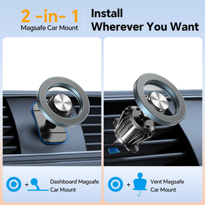 for iPhone Magsafe car Mount【20 Strong Magnets】Magnetic Phone Holder for Car Dashboard【360° Rotation】Hands Free Car Phone Holder Mount Dash Fit iPhone 15 14 13 12 Pro Max Plus MagSafe Car Accessories
