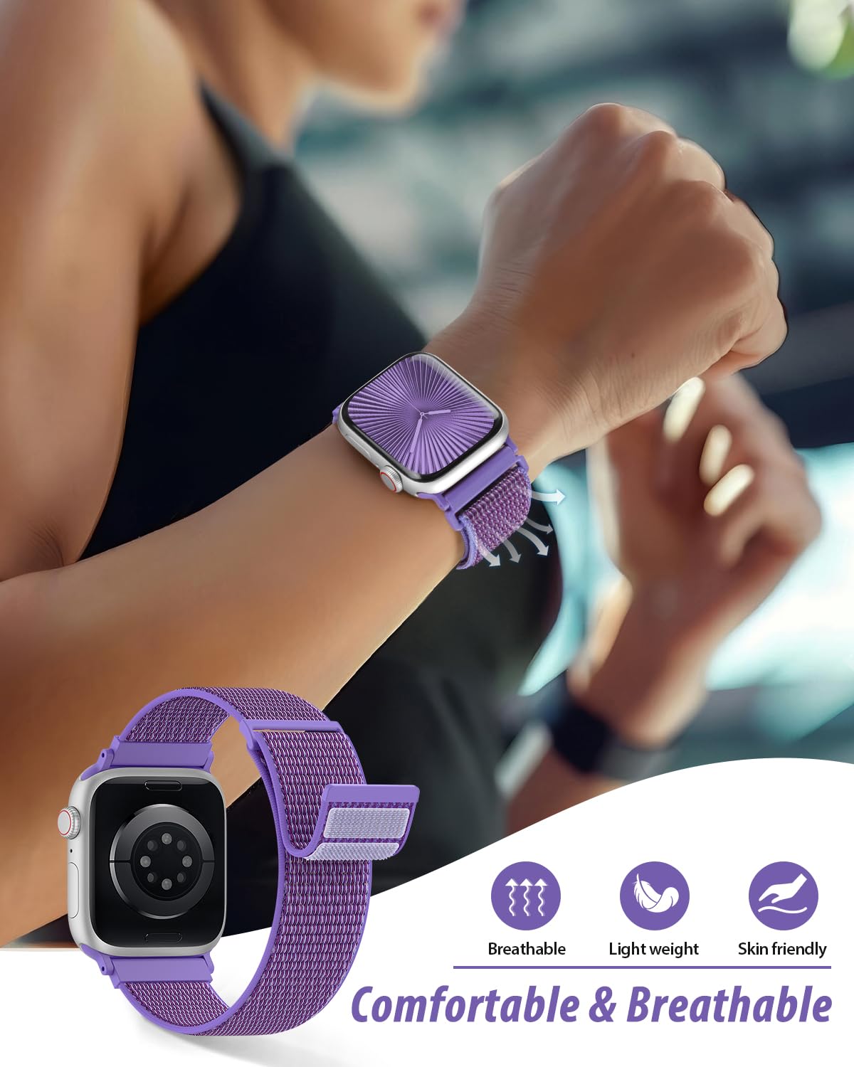 Nylon Loop Sport Band Compatible with Apple Watch Bands 38mm 40mm 41mm 42mm for Women Men, iWatch Wrist Straps for Se, Series 11 10 9 8 7, Breathable, Soft Band Ideal for Outdoor