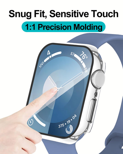 Smiling 2 Pack Case Compatible with Apple Watch SE 3 (2025)/ SE 2/ SE/Series 6/5/4 40mm with Tempered Glass Screen Protector, Hard PC Case Overall Protective Cover- 1 Blue+ 1 Transparent