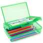 Double Layer Plastic Clear Hard Colored Pencil Box Case Pen Crayon Box