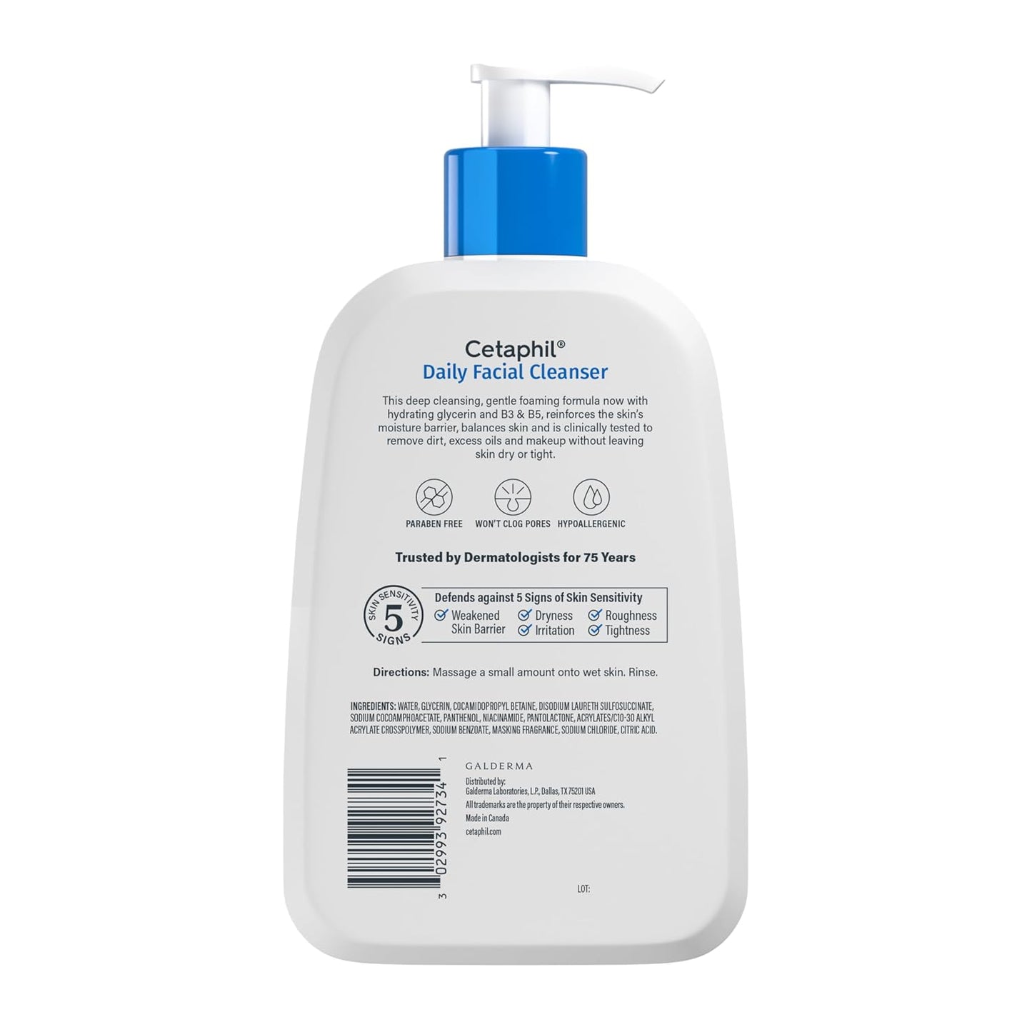 Cetaphil Daily Facial Cleanser, Oily & Combination Skin, 8oz, 3ct