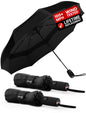Windproof Travel Umbrella - Compact & Withstands Winds up to 100MPH, Strongest Premium Auto Folding Umbrella for Rain and Sun - Durable, Light & Portable for Women & Men, Fits Backpack & Cars